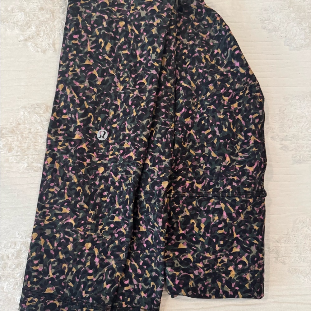 Lululemon Black and Pink Patterned Wunder Train Leggings